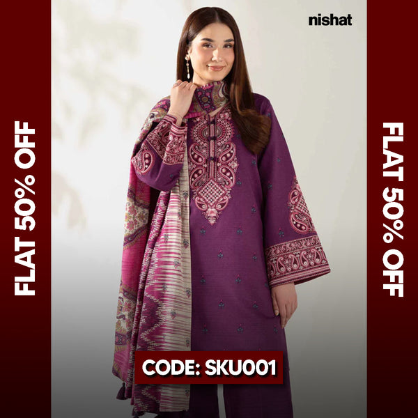 BUY ANY 2 STITCHED 3 PIECE KHADDAR EMBROIDERY SUITS